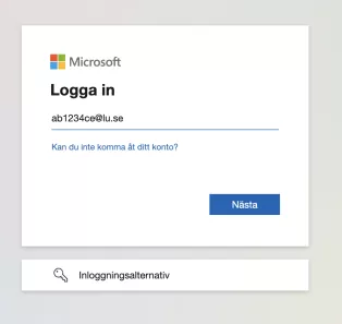 Microsoft inloggningsfönster